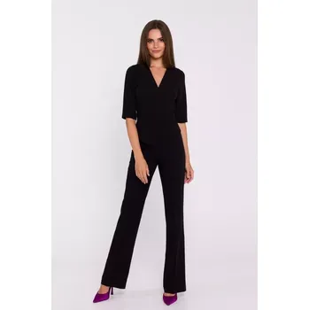 Dámský overall S377 Peplum overal - černý EU S