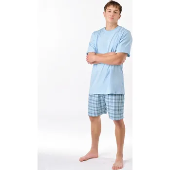 Pánská noční košile GINA 79188 Pyžamo pánské krátký rukáv, šortky Barva: měsíc aqua, Velikost: XXXL