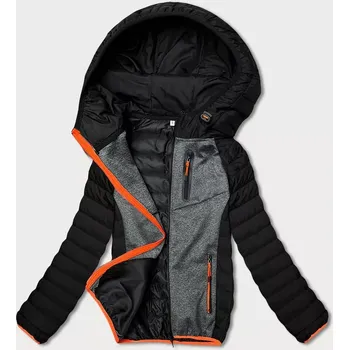 Černo-grafitová dámská sportovní bunda s neonovými vsadkami (8M911-392) odstíny černé S (36)