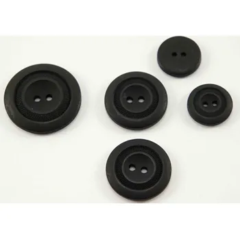 Knoflík Dírkový knoflík - s ozdobnými kruhy - matný - černý - průměr 2,26 cm