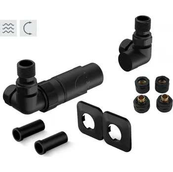 Hlavice pro radiátor Hopa PRIME-SADA, universální rohový ventil s plastovou rozetou, Černá