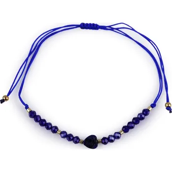 Náramek Náramek shamballa srdce a broušené korálky s AB efektem, malé, 11 modrá námořnická