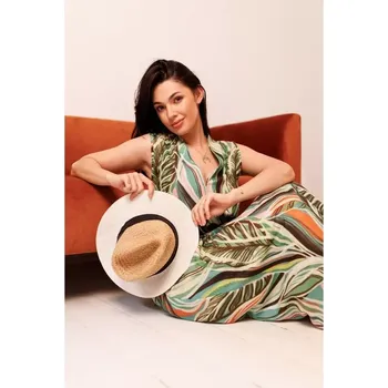 Dámské šaty B283 Maxi šaty s potiskem - model 4 EU M