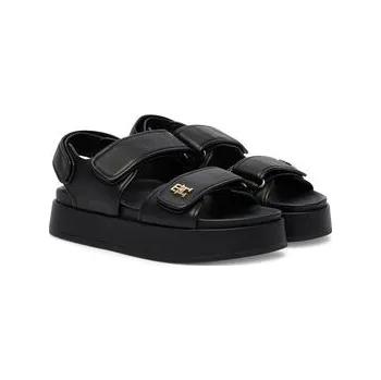 Dámské sandále Sandály Tommy Hilfiger Leather Sporty Platform Sandal FW0FW09119 Černá 41