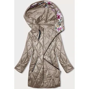 Dámská bunda v barvě cappuccino s ozdobnou kapucí (B8227-12) odstíny béžové 52