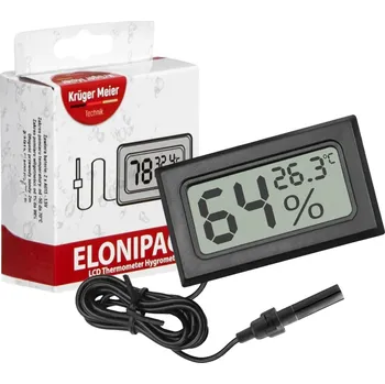 Domácí teploměr Kruger Meier Elonipac LCD teploměr a vlhkoměr se sondou