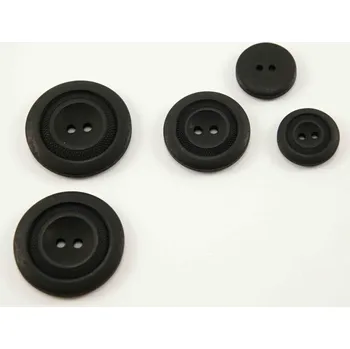 Knoflík Dírkový knoflík - s ozdobnými kruhy - matný - černý - průměr 2,7 cm