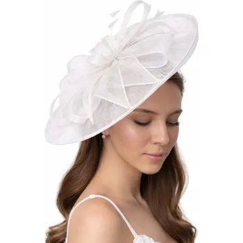 Brož SEEBERGER Bílý dámský fascinátor na čelence pro slavnostní příležitosti Velikost: Unisize (S-XL)