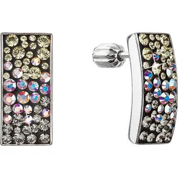 Náušnice Stříbrné náušnice obdélníky s šedými krystaly Swarovski 31303.3 moonlight | Elegantní design | Kvalitní zpracování | Dámské naušnice | Dámské šperky | ROMERO rhodiované stříbro, Swarovski krystaly