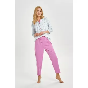 Pánské pyžamo 3446 DÁMSKÉ DLOUHÉ PYŽAMO YOLANDA M-XL Modrá M