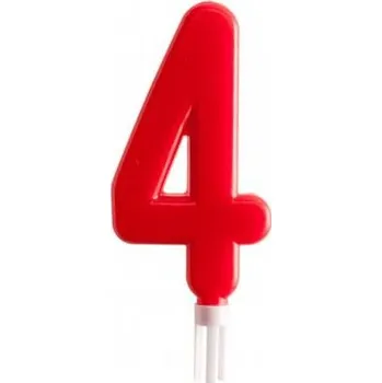 Dortová svíčka Svíčka na dort 15cm číslo 4 červená - Dekora