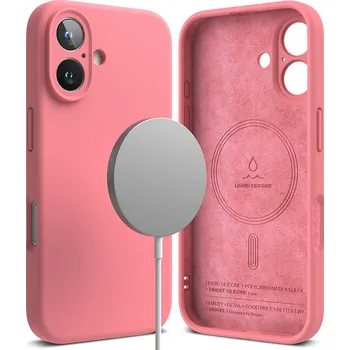 Telefonní příslušenství Ringke - Silikonový magnetický MagSafe - iPhone 16 Plus - růžový