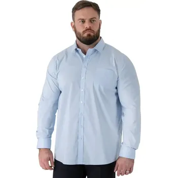 Pánská košile Pánská velká košile s dlouhým rukávem hladká odolná proti skvrnám (NON IRON) Duke D555 Oliver světle modrá (4XL)