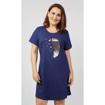 Dámská noční košile Dámská noční košile s krátkým rukávem Peříčko tmavě růžová 4XL