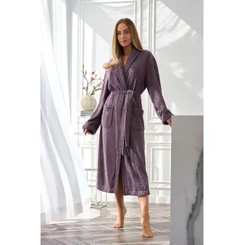 Dámský župan L&L 2558 Celeste dlouhý dámský župan M-2XL angora XL