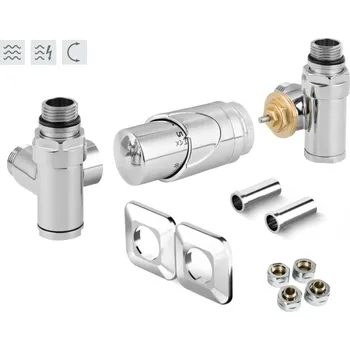 Hlavice pro radiátor Hopa INTEGRATO-SADA, universální rohový ventil s plastovou rozetou, Chrom