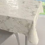 Sametový čtvercový ubrus Isabela IBL-017 Zlatý/kouřový mramor na smetanovém 130x130 cm