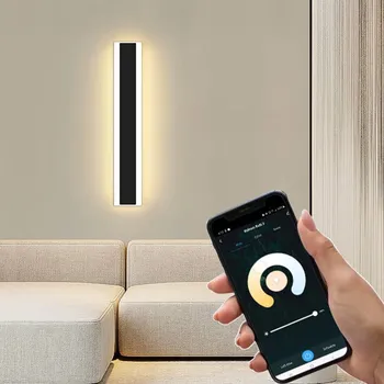 Nástěnné svítidlo LEDSVITI SMART-OTHWQD-5-60/8cm/wide/CCT SMART Černé LED moderní nástěnné svítidlo strip 19W P 60cm/8cm IP20 CCT