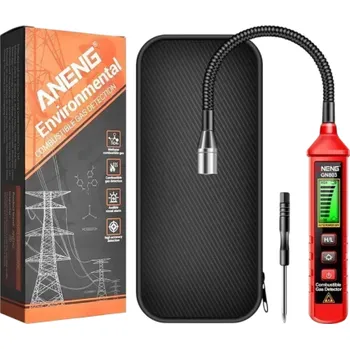 Detektor CO Ruční detektor úniku plynu 220 mm Sondová hadice LCD displej 300–10000 PPM Metan hořlavé plyny Zvuková signalizace