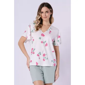 Pánské pyžamo Pyžamo Leveza 1725 Vivian kr/r M-2XL smetana a hrášek XXL