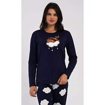 Pánská móda Dámské pyžamo dlouhé Méďa na obláčku tmavě modrá L