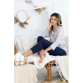 Pánské pyžamo Leveza Florence 1511 7/8 M-2XL pyžamo modrý inkoust M