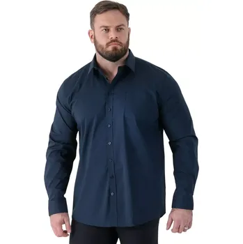 Pánská košile Pánská velká košile s dlouhým rukávem hladká odolná proti skvrnám (NON IRON) Duke D555 Oliver tmavě modrá (3XL)