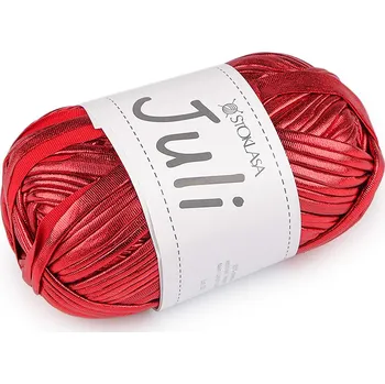 Příze Pletací příze Juli metalická 100 g, střední, 5 (7) červená
