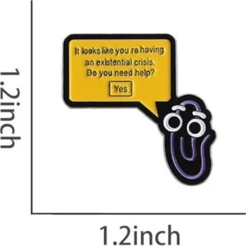 Brož Vtipný kancelářský brož 3 x 3 cm Mluvící kancelářská spona Zinková slitina Originální doplněk na sako batoh nebo tašku