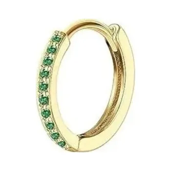 Piercing Zlatý kruhový piercing se zelenými kamínky z chirurgické oceli 6 x 5 x 0,8 mm Dekorativní kroužkový šperk do nosu ucha