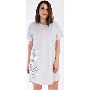 Dámská noční košile Dámská noční košile s krátkým rukávem Nicol světle šedá 4XL