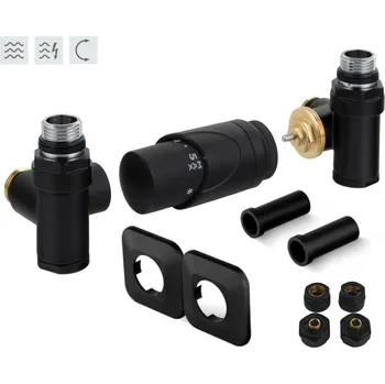 Hlavice pro radiátor Hopa INTEGRATO-SADA, universální rohový ventil s plastovou rozetou, Černá