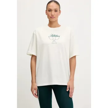 Bavlněné tričko adidas Country Club Graphic T-Shirt KB2491 béžová 01X, vel. XXS