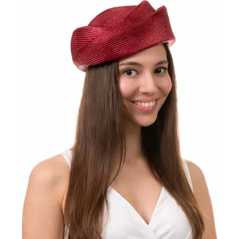 Čepice Dámská bordó letní slaměná lodička - pillbox Seeberger Velikost: Unisize (S-XL)