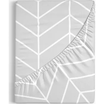 Prostěradlo Bavlněné napínací prostěradlo - Cikcak na šedém 80 x 160 cm