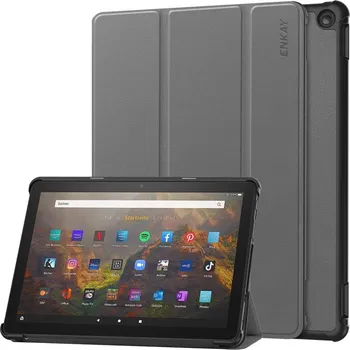Pouzdro na tablet ENKAY 133087 ENKAY LEATHER Zaklápěcí kryt pro Amazon Fire HD 10 (2023) šedý