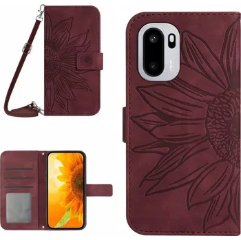 Pouzdro na tablet VSECHNONAMOBIL 133035 ART SUNFLOWER Peněženkový kryt se šňůrkou pro OnePlus 15R vínový