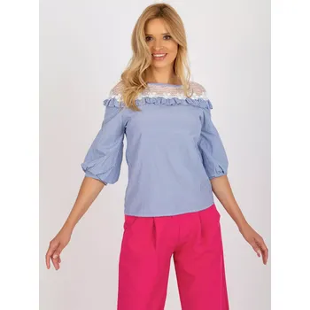 Dámská košile Halenka LK BZ 509336.55P bílá a modrá jedna velikost