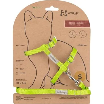 Postroj pro psa Amiplay Kšíry pro kočku s vodítkem Samba Neonově zelené - S