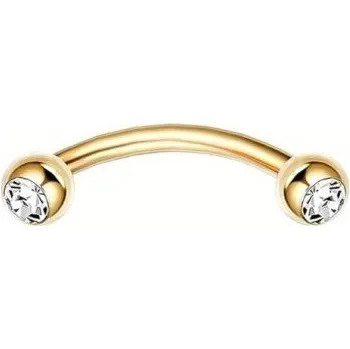 Piercing Zlatý zahnutý piercing z nerezové oceli 8 x 1,2 mm Se stříbrným diamantem uvnitř Dekorativní banánkový šperk