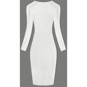 Dámské šaty Tužkové šaty v barvě ecru s dlouhými rukávy (MM98012) odstíny bílé uni velikost