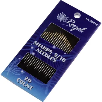 Nástroj na niť a příze Jehly ruční, zlatá ucha - Betweens, střední, 6 (Sharps 5/10) nikl