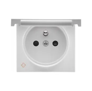 Elektrická zásuvka Simon 55 Kryt zásuvky s klapkou IP44, antibakteriální, bílá matná