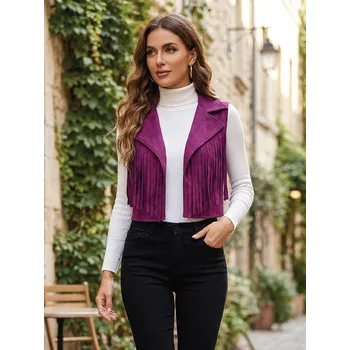 Dámská vesta Dámská croptop fialová vesta, VELIKOST UNI ( S, M , L )