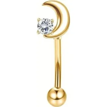 Piercing Zlatý piercing z nerezové oceli 8 x 1,2 mm Měsíc s diamantem Jemný dekorativní šperk do nosu ucha