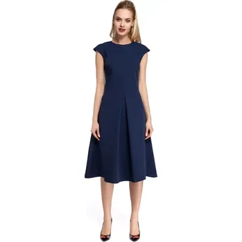 Dámské šaty M296 Šaty s obrácenými záhyby - tmavě modré EU L