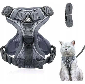 Postroj pro psa Postroj pro psa kočku s klipem na vodítko, velikost S, šedý