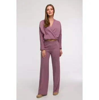 Dámské kalhoty B296 Kalhoty s širokými nohavicemi a předními švy - heather EU L