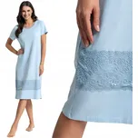 KOŠILE NOČNÍ DÁMSKÁ MORAJ BAVLNĚNÁ S KRÁTKÝM RUKÁVEM MODRÁ VOLNÁ XXL