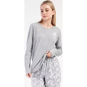 Dámské pyžamo dlouhé Peříčko šedá XL